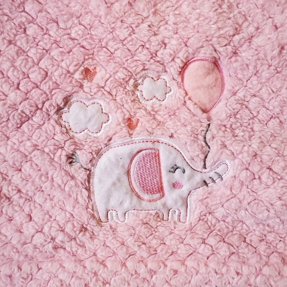 Girls Zak & Zoey Plush‎ Pink Elephant Balloon Clouds Hearts Waffle Baby Blanket